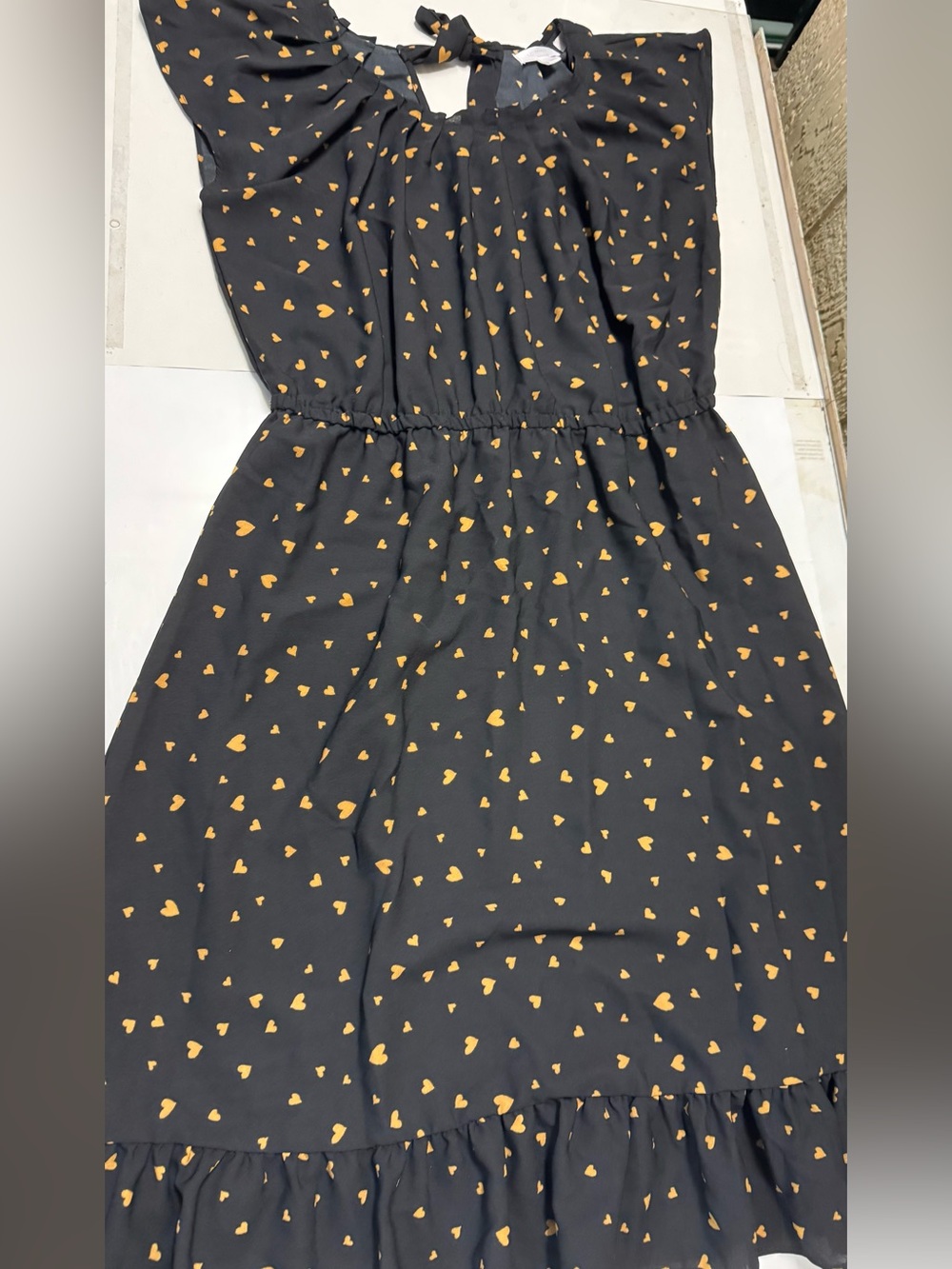 LC Lauren Conrad Black Midi Dress with Gold Heart Print